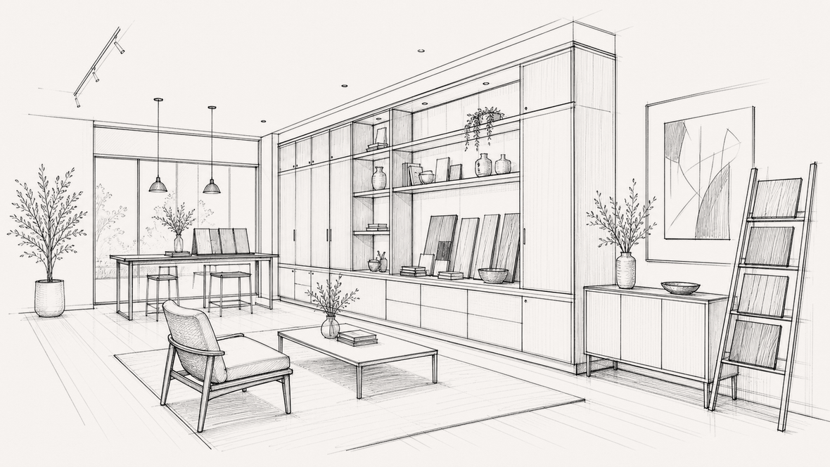 Custom showroom furniture sketch