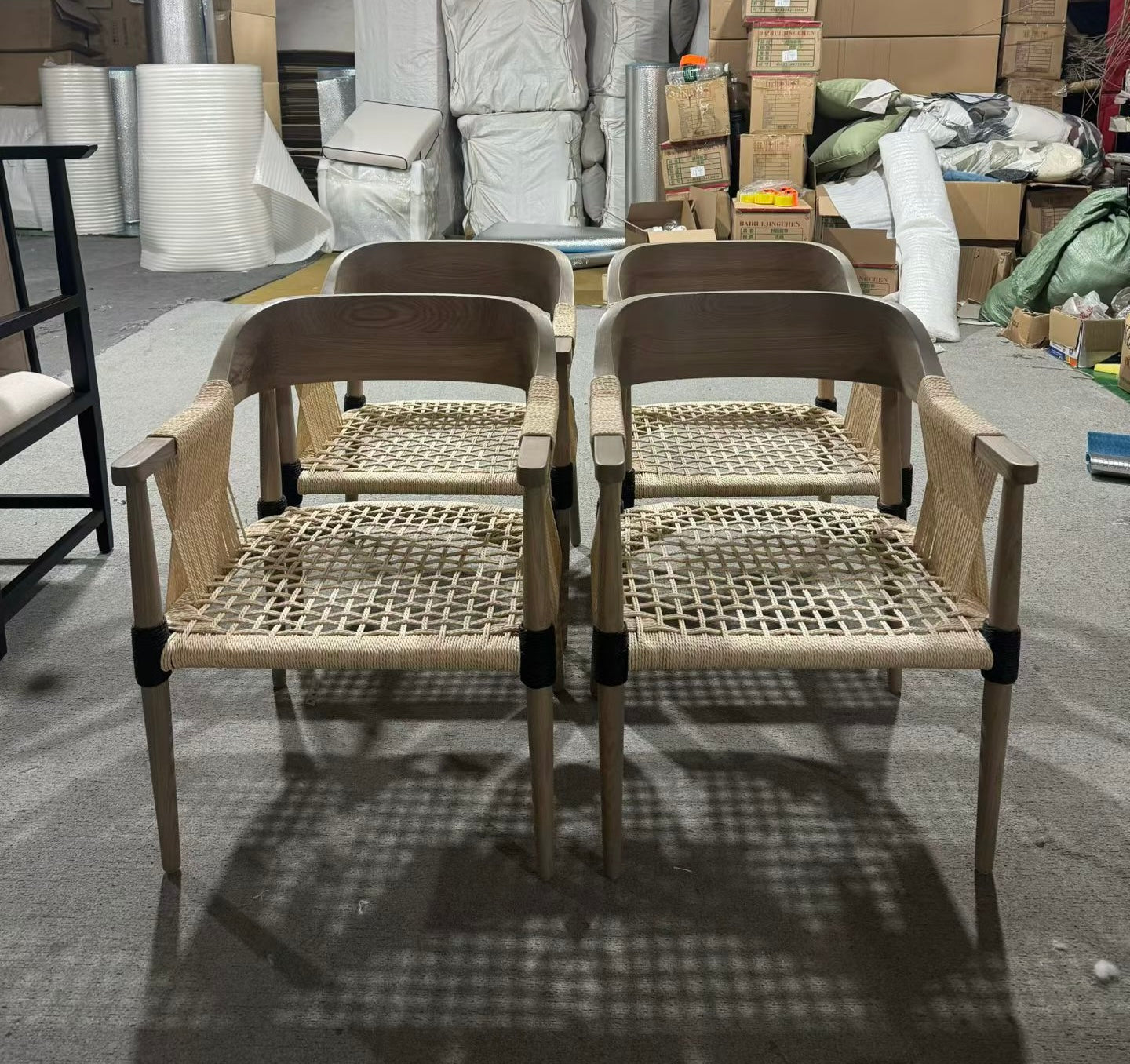 Public space seating and woven chair detail